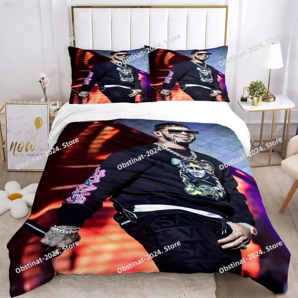Anuel AA Rapper Hip Hop Singer All Season Bedding Set Printed Duvet Cover Pillowcase Single Double Style Queen King Size Sets