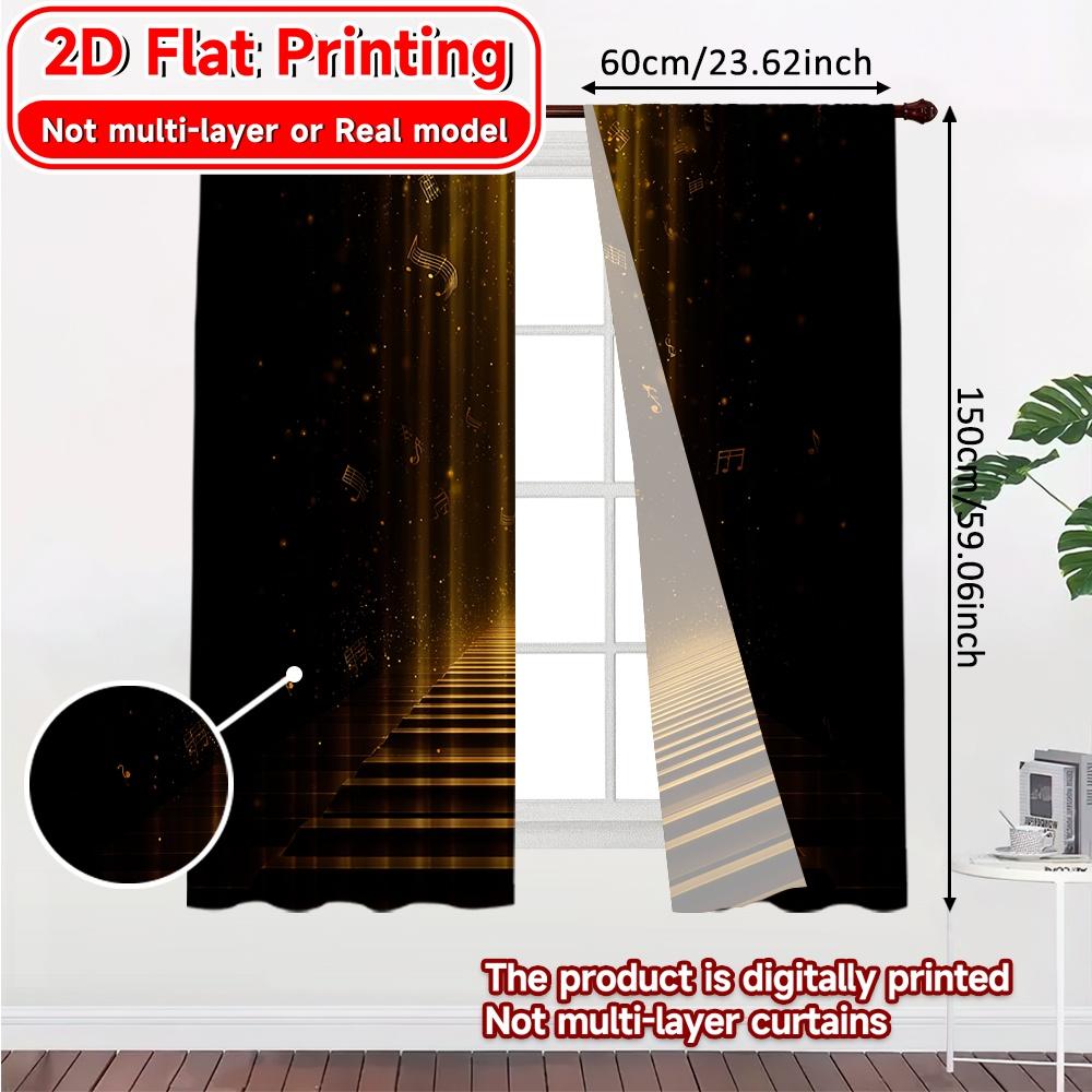 2D FLAT PRINTING 2pcs Curtains (Without Rod) Musical Curtain Design Women is Day Festival Minimalist Curtains Polyester Easy