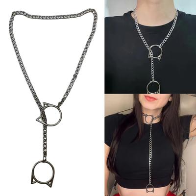 Katzen Gesicht Anhänger Halskette Verstellbare Metallkette Halskette Legierung Textur Einzigartige Halskette Anhänger Halskette für Jeden Anlass