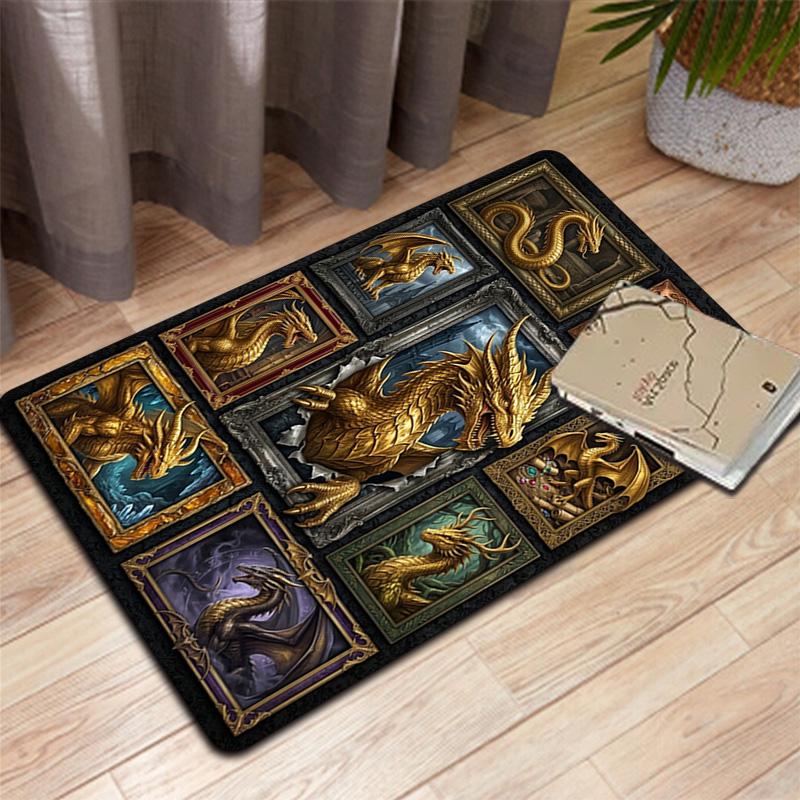 Golden Dragon Compilation Pattern Rug Floor Mat for Living Room or Bedroom Soft and Comfortable Carpet a Gift for Birthday and Holiday.