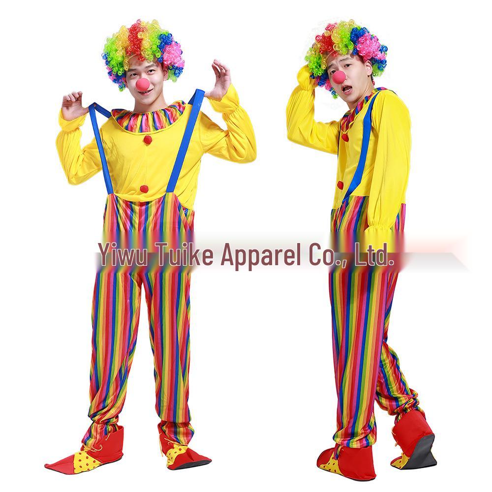 Halloween Clown Costume Set for Adults: Circus Outfit with Wig and Mask
