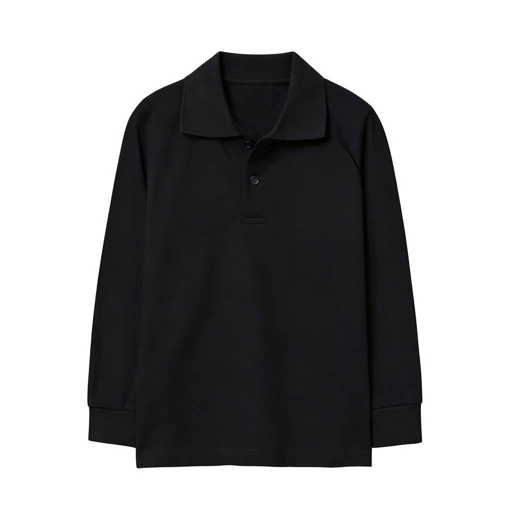 Children's Long Sleeve Cotton Shirt with Collar for School Uniform Tee
