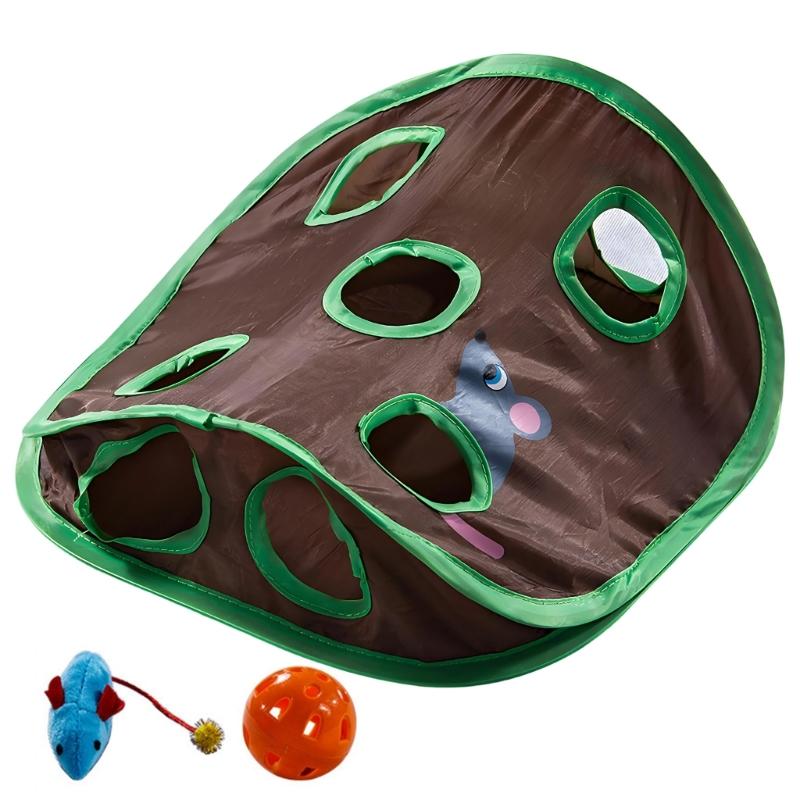 Stimulates Curiosity Teaser Puzzle Toy Cats Chew Resistant Durable With Multiple Holes And Mouse Bells Ball