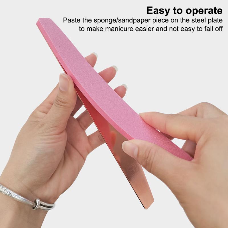Half Moon Stainless Steel Nail File Base with Disposable Pad Function for Hygienic Professional Quality Home Manicures
