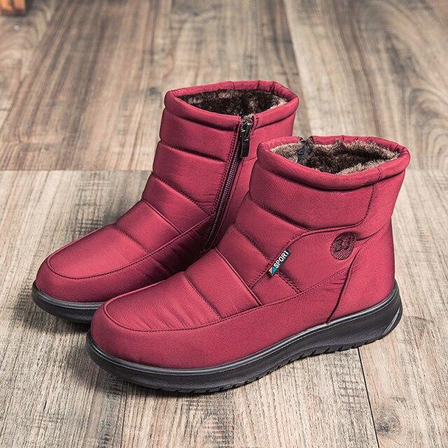 Rimocy  New Thick Plush Winter Boots For Women Non -Slip Waterproof Snow Boots Woman Flat Heels Warm Cotton Padded Shoes