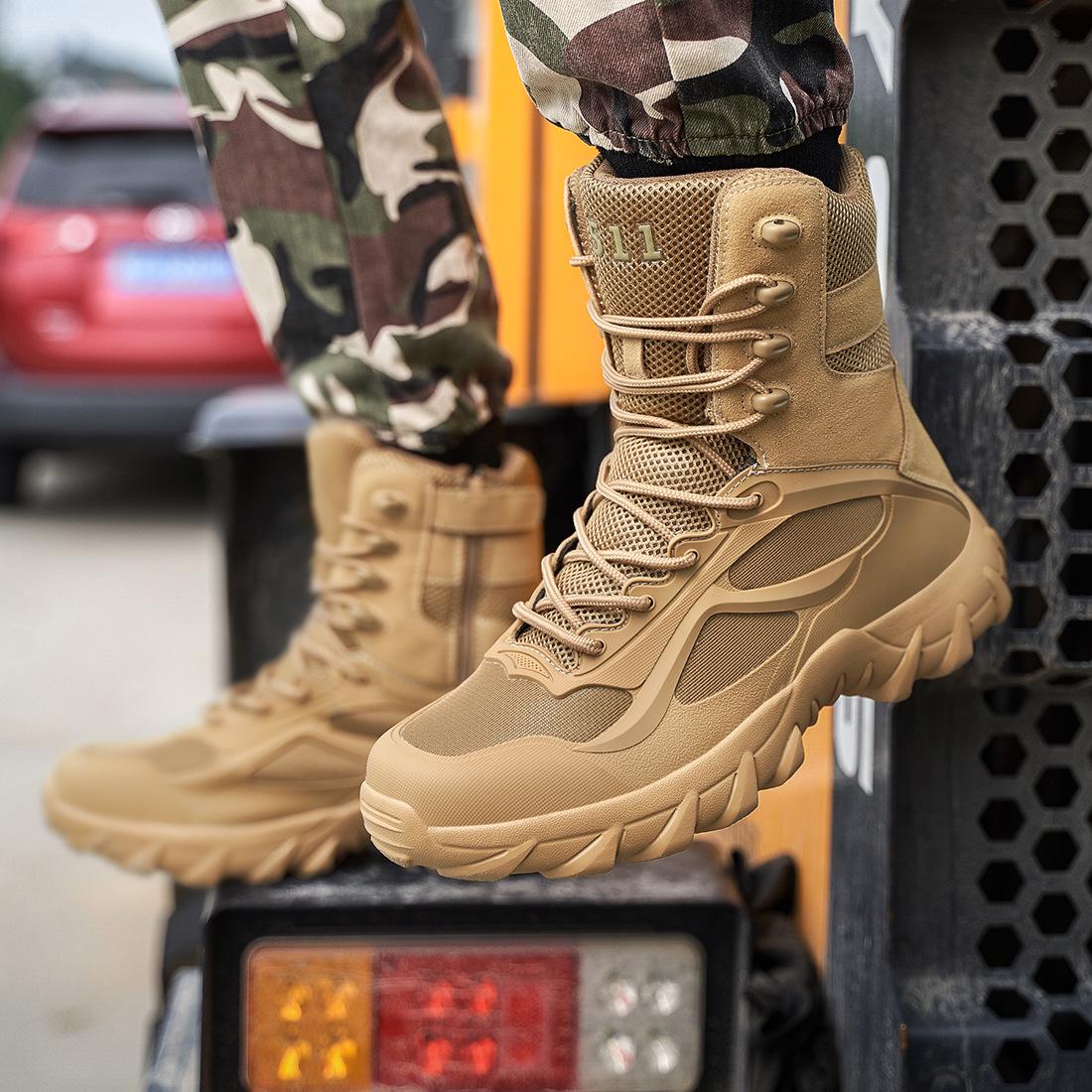 

Men s Tactical High-Top Combat Boots: Outdoor Desert Marine, Large Size, Four Seasons 39 пісочний