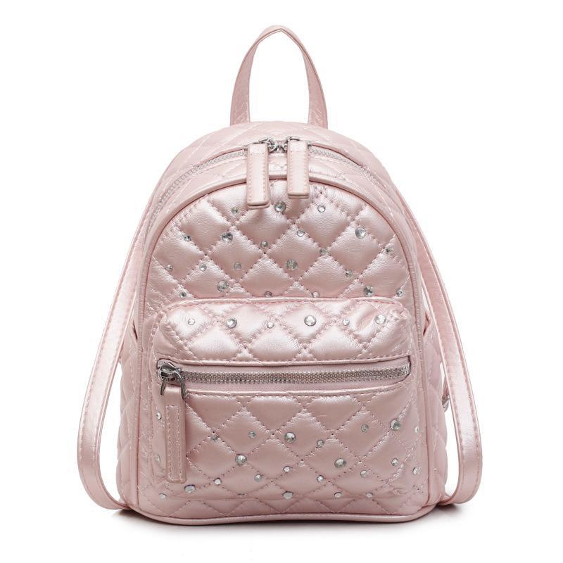 Rhombus Embroidered Thread Backpack New Popular Mini Backpack Fashion Travel Bucket Bag Women