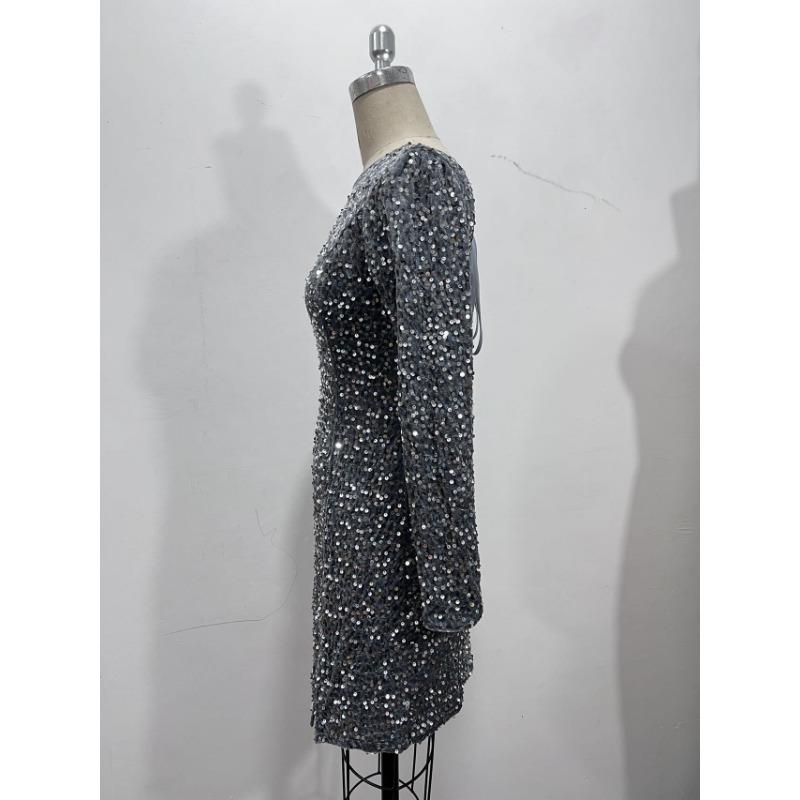 Women Sequin Backless Bodycon Mini Dress For Evening Cocktail Party