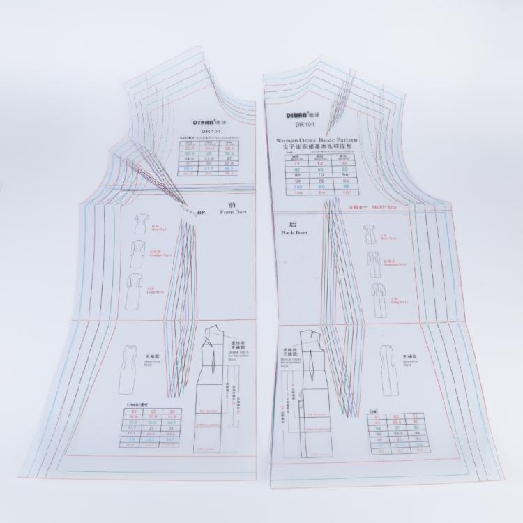 Multi-Size Dressmaking Ruler Reusable Pattern Template Dress Ruler for Sewing Practice