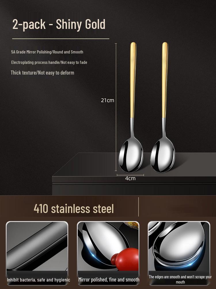 Korean Style Stainless Steel Long Handle Soup & Stirring Spoon