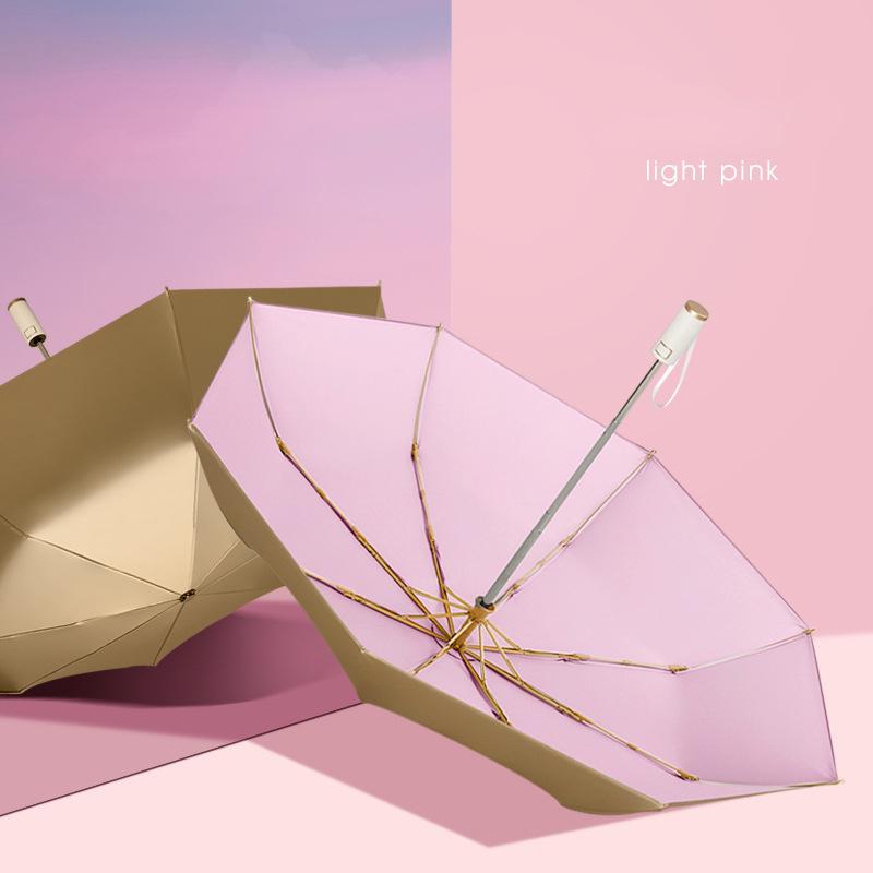 Fully Automatic Eight Bone Three Fold Business Folding Umbrella, Men'S Gold Glue Dual-Purpose Clear Umbrella