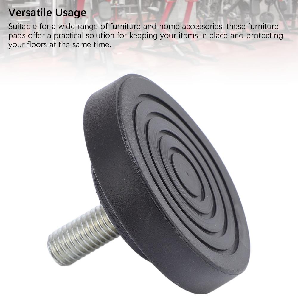 4pcs Black Furniture Leveling Feet M10 Thread Rubber Feet Bumpers Noise Reduction