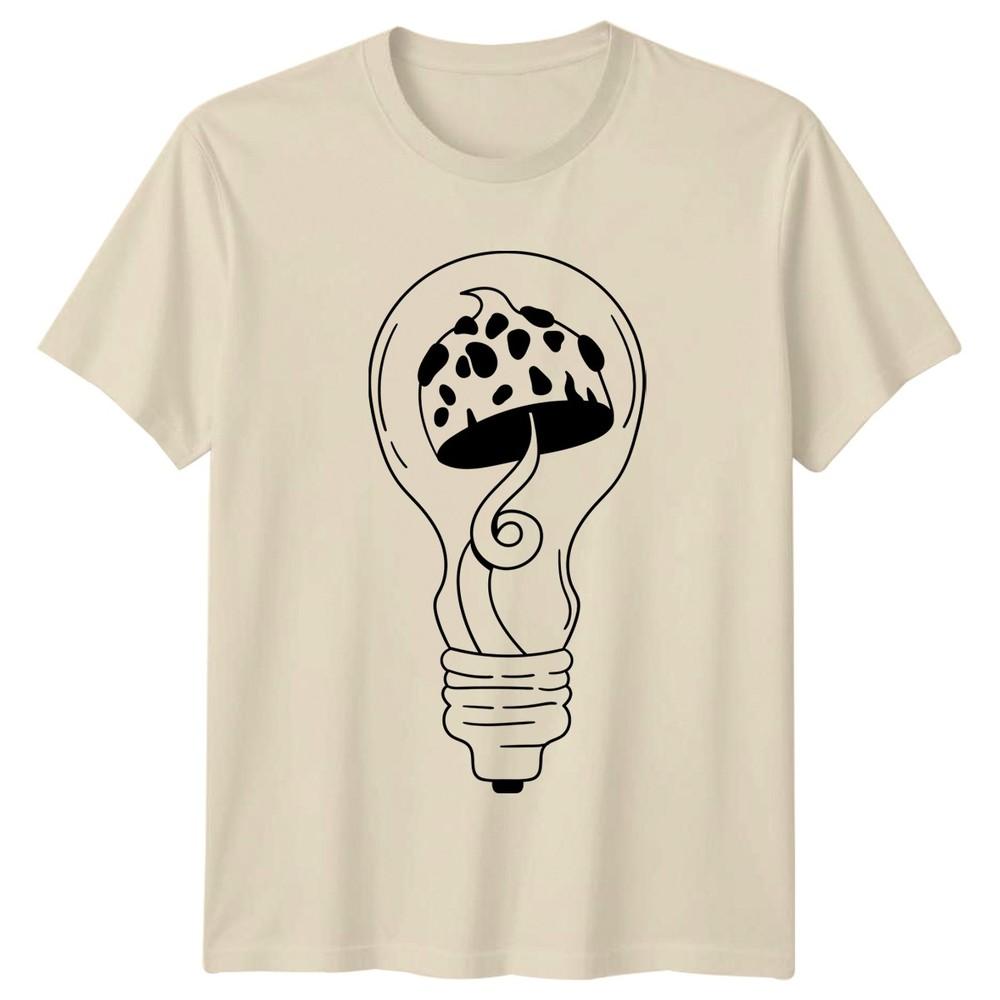 Mushroom Inside Lightbulb Idea TShirt Nature Abstract Birthday