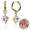 14K Gold Plated Stainless Steel Earrings With Zirconia Heart For Women