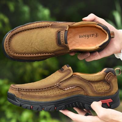 Men Leather Casual Shoes Comfortable Men Shoes High Quality Genuine Leather Outdoor Walking Casual Loafers Male Sneakers