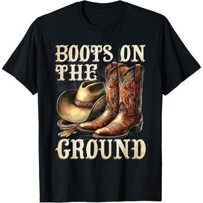 „Boots on the Ground“ Cowboy-Western-Stiefel-Grafik Unisex-T-Shirt
