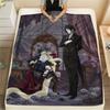 Black Butler Print Flannel Blanket, High Quality Comfortable for All Seasons, Home Decor, Warmth and Comfort, Perfect for Christmas Gifts07