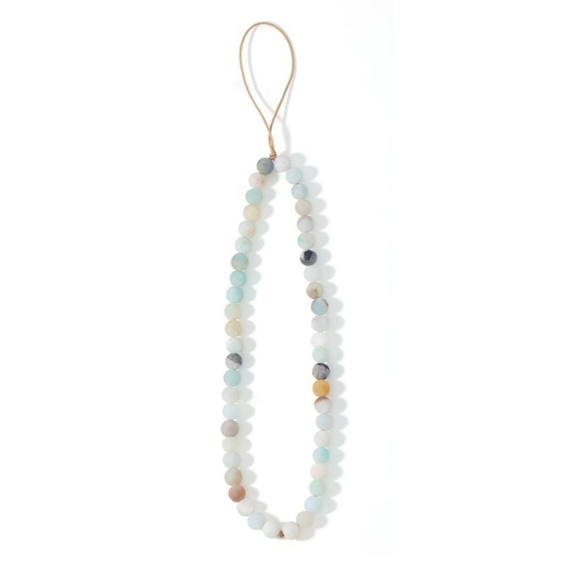 Bohemian Natural Crystal Phone Wrist Strap Handmade Beaded Stone String Anti-Fall Lanyard for Girls Party Shopping Gift