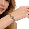 18K Gold Stainless Steel Two-tone Twisted Pattern Cross Chain Bracelet with OT Clasp