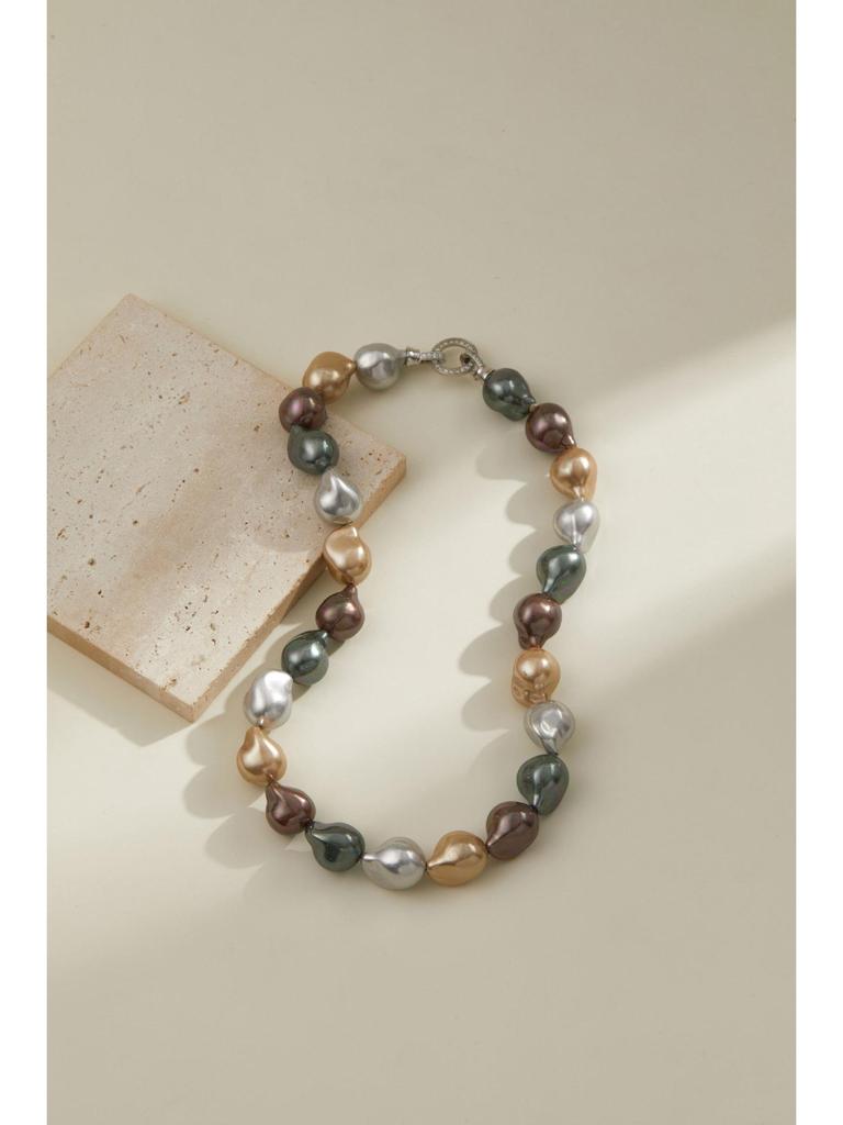 Baroque Shell Pearl Necklace and Bracelet Set - High-End Copper Accessories for Autumn/Winter