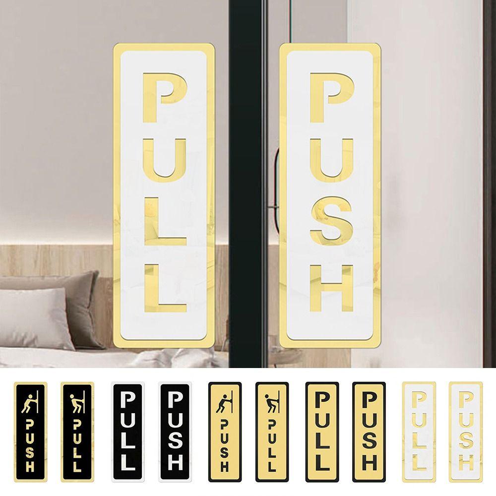 Acrylic Push Pull Sign Sticker Push & Pull 3D Sliding Door Sticker Self-adhesive Waterproof Window Door Sticker Shop Door
