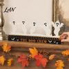 Halloween Office Decor Dancing Witch Countdown Table Ornament, Rustic Wooden Home Unique Holiday Calendar for Party Centerpiece, Spooky Haunted House