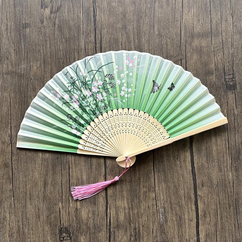 Ancient Style Chinese Hanfu Dance Fan: 6-Inch Single-Sided Folding Fan for Women