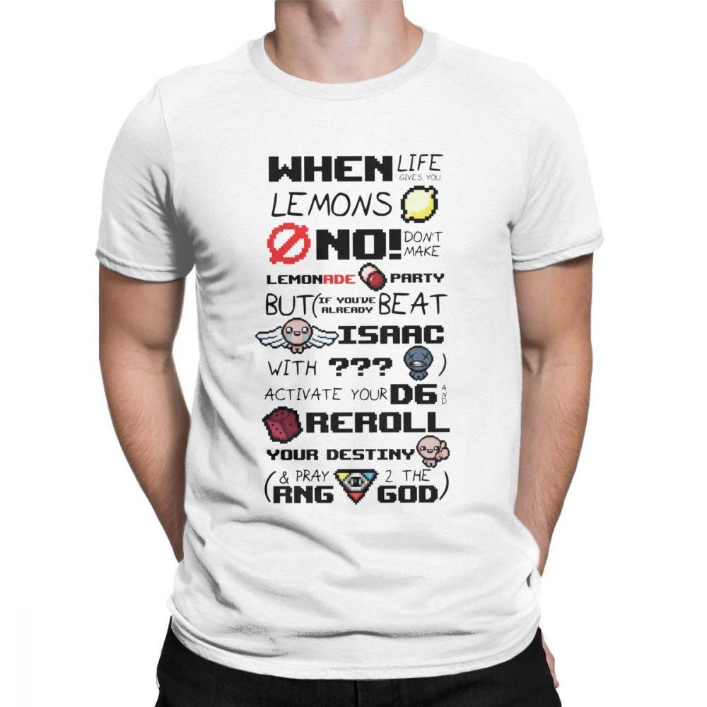 Funny The Binding Of Isaac T Shirts for Men T Shirts When Life Gives You Lemons Tee Shirts S