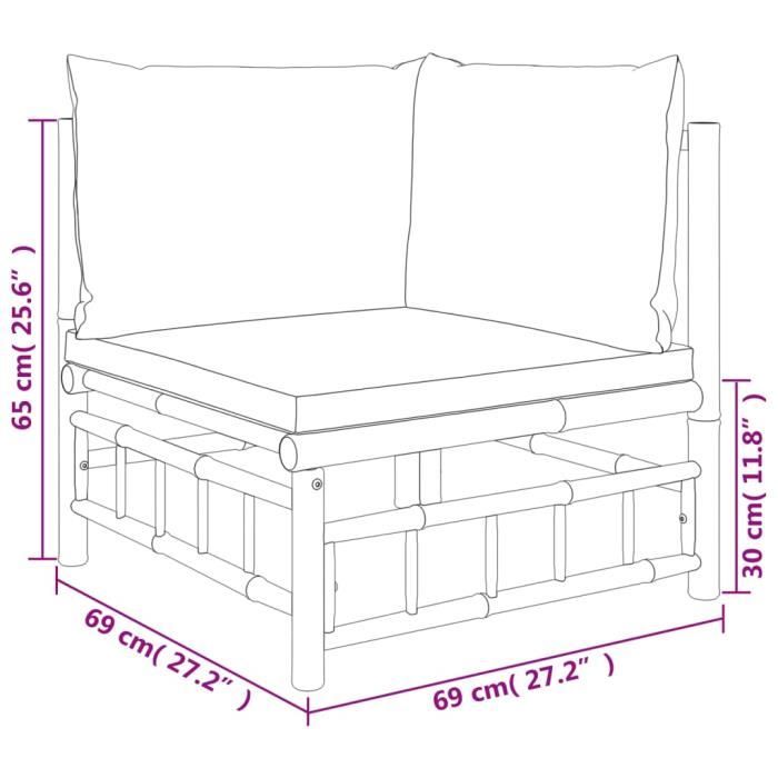 VidaXL Garden Lounge Set 6 Pcs with Dark Grey Cushions Bamboo 3155218
