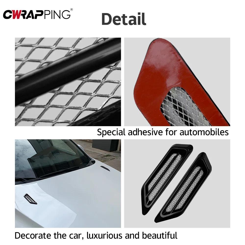 

2Pcs Car Air Outlet Decor Strip Air Intake Grille Side Shark Gill-shaped Auto Stickers Waterproof Protection for Car Accessories 2pcs чёрный