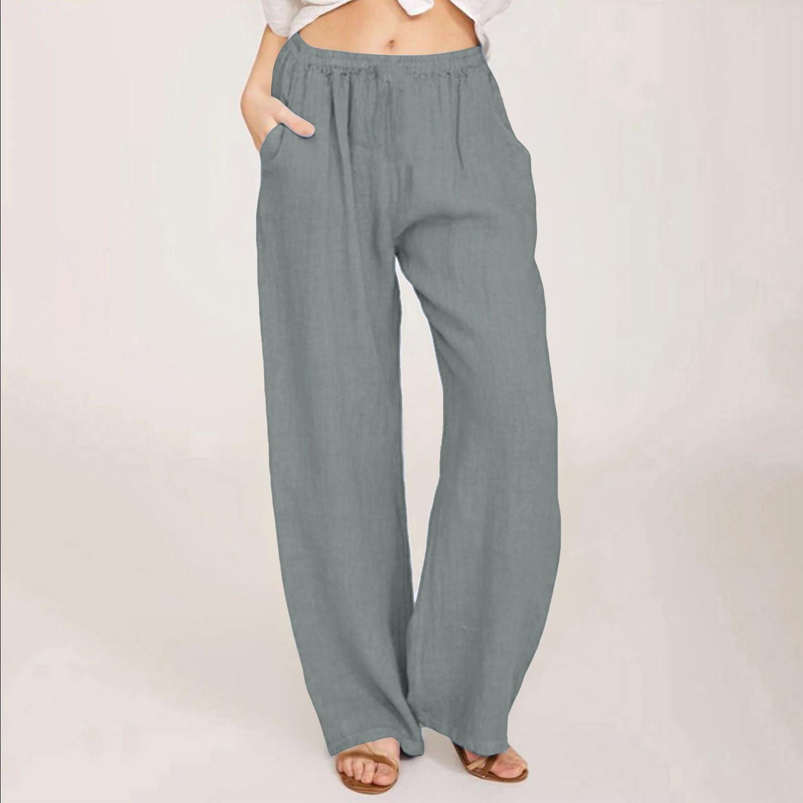 

Женские повседневные прямые брюки, однотонные повседневные длинные брюки с карманами M серый