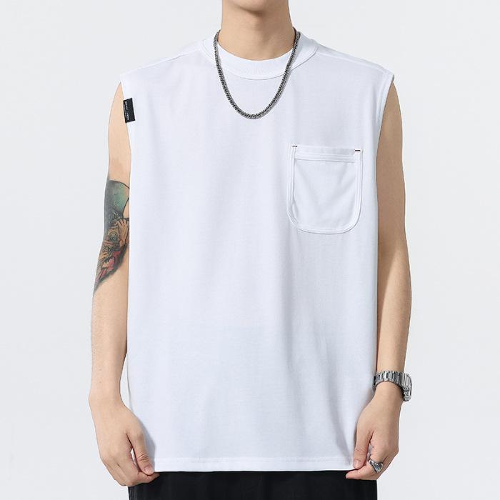 

Новая мужская летняя модная майка без рукавов для спорта, тонкая, свободного кроя 4XL белый