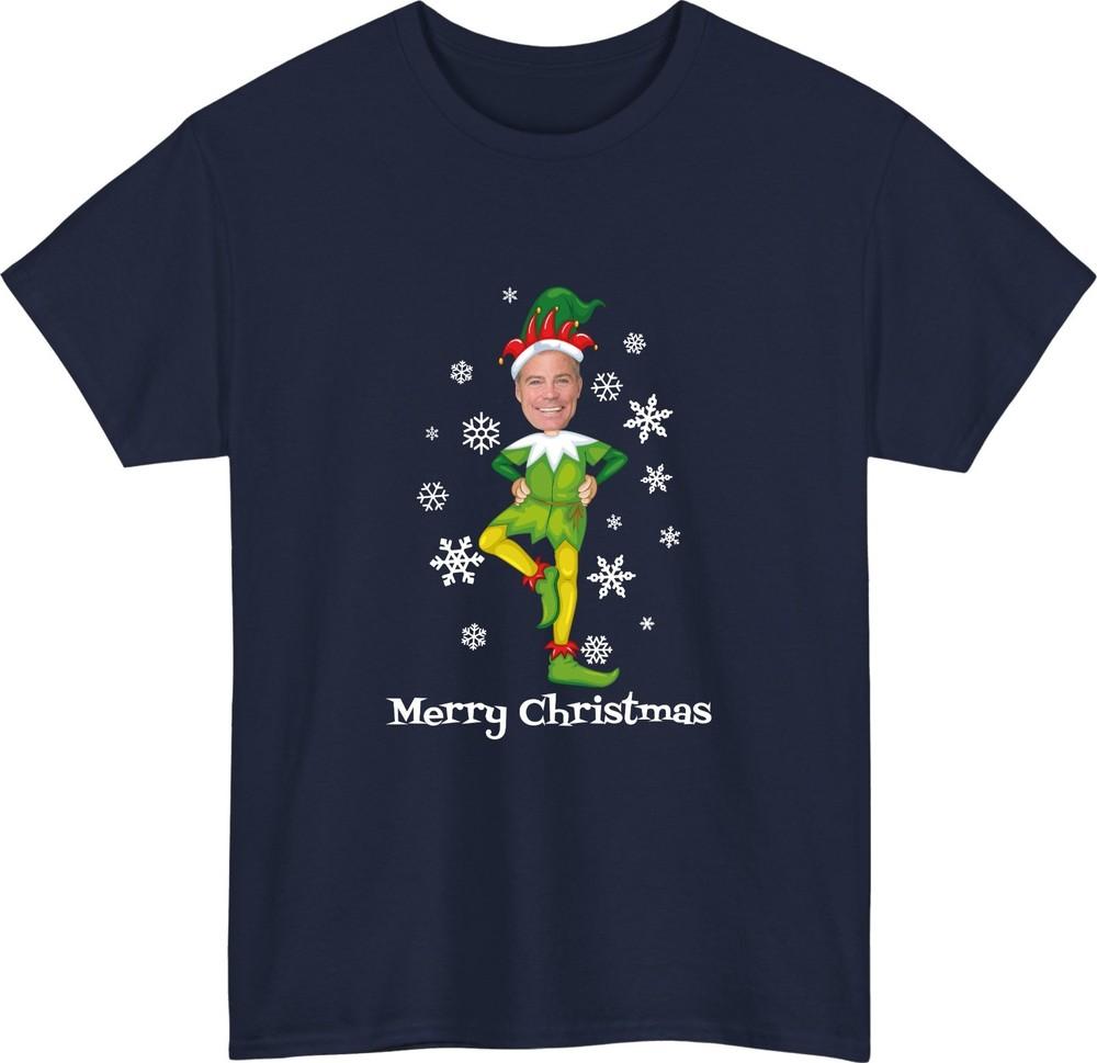 Personalised Elf Face Merry Christmas TShirt Funny Santa Snowflake Tee Top S