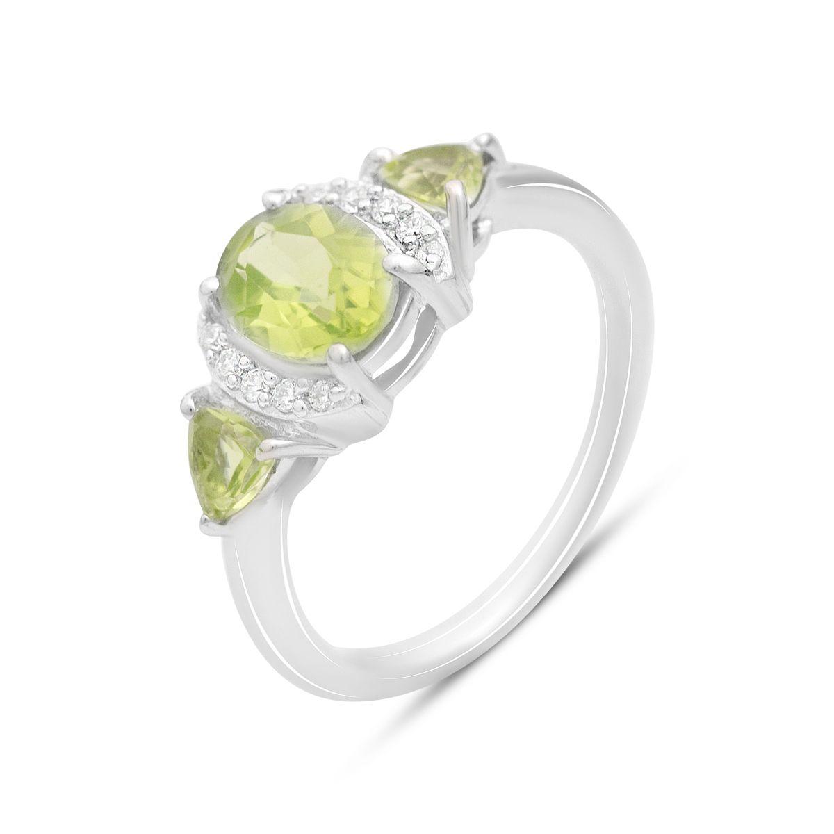 

Серебряное кольцо с хризолітом 1.742ct, фианитами, вес изделия 2,78 гр (2150664) 17.5 смарагдовий