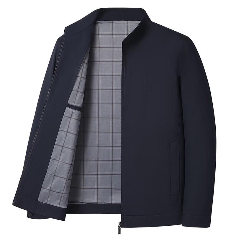 

Мужская однотонная куртка с воротником-стойкой на весну/осень 3XL