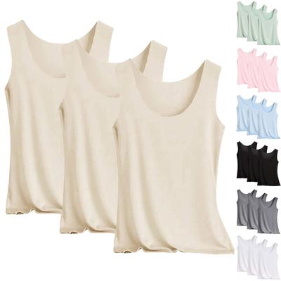 Women's Solid Color Tank Top Seamless Silk Undershirt Sleeveless Shirt