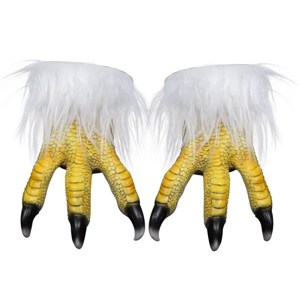Open Mouth Eagle Mask Shut Up White Eagle Hood Hand Claws White Plush Eagle Headdress Dance Bar Festival Show Props