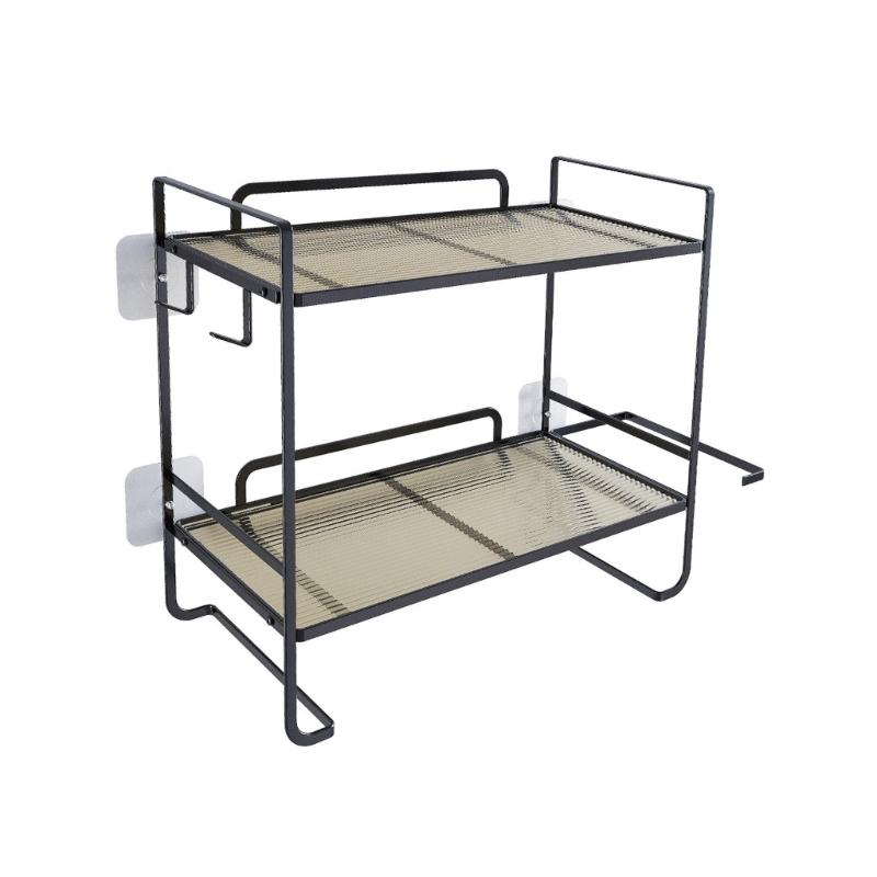 

Multifunctional Bathroom Shelf Over Toilet 2 Level Iron Storage Compact Bathroom Storage Solution for Bath Accessories чёрный