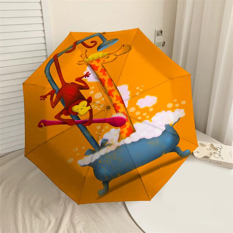 

1PC monkey giraffeUmbrella-8-Rib Reinforced, Automatic Open, Lightweight & Durable, Cute Fashion Accessory for Outdoor-P147