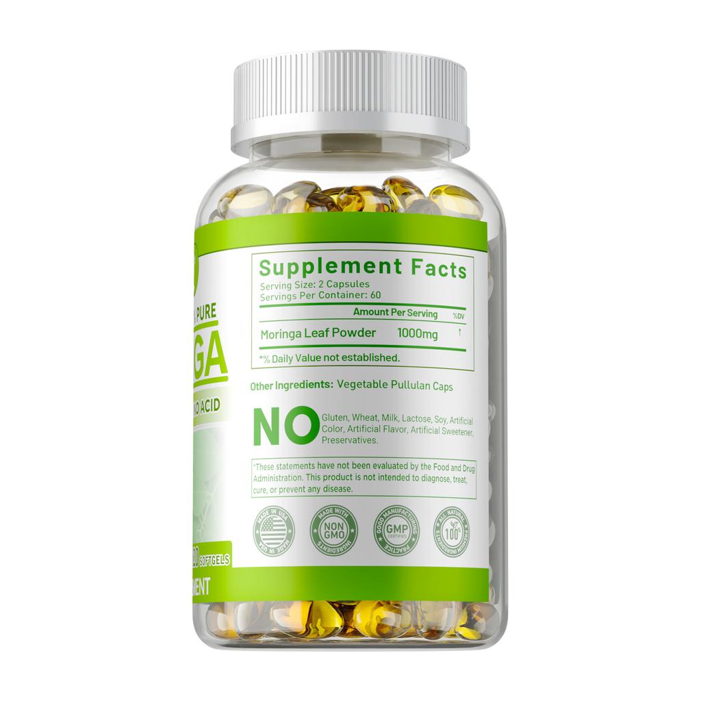 Moringa 1000mg - Antioxidants, Supports Metabolism, Immune, Skin and Hair Health