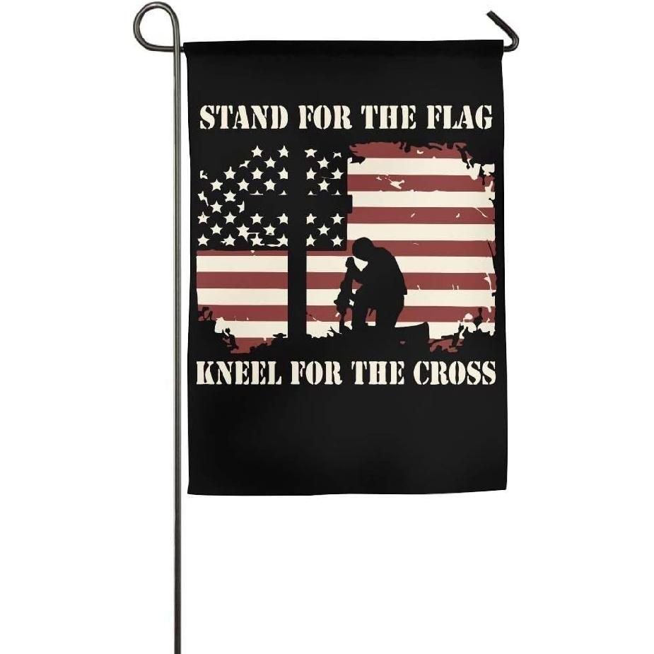 

Love fled I Stand for The Flag I Kneel for The Cross Custom Home Backyard Demonstration Flag for Festival