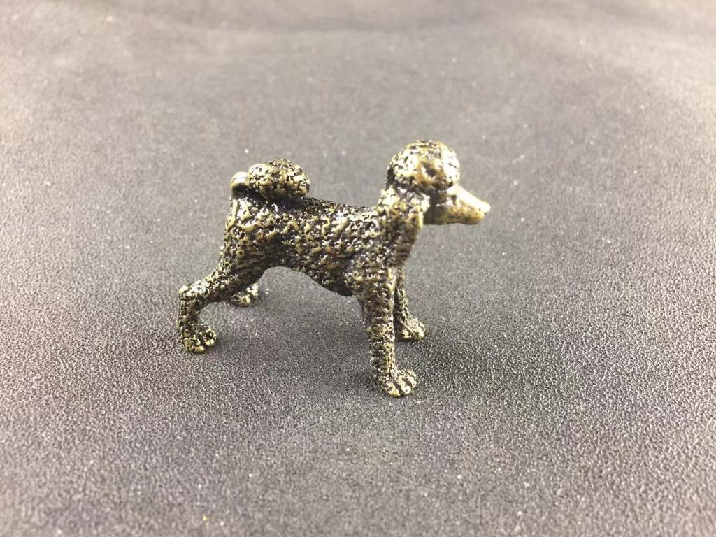 Pure Copper Cute Dog Statue Feng Shui Ornament Bronze Standing Poodle Figurines Lucky Desk Decorations Accessories Home Decor