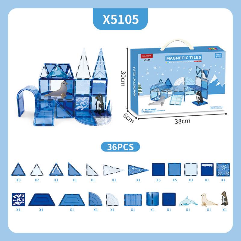 Undersea Animal Stained Glass Magnetic Tiles - Marine Building Blocks for Kids