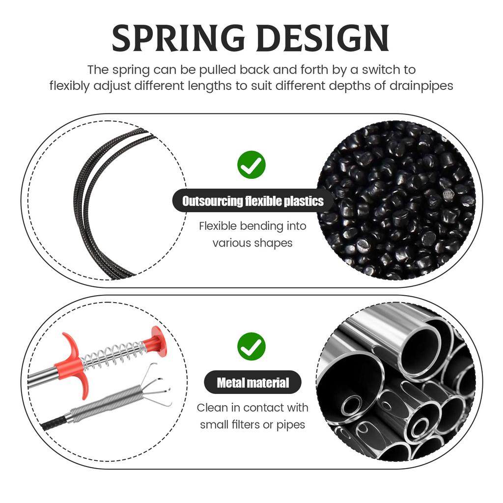 3cm Spring Pipe Dredging Tools Drain Snake Drain Cleaner Sticks Clog Remover Cleaning Household for Kitchen Bending Sink Tool