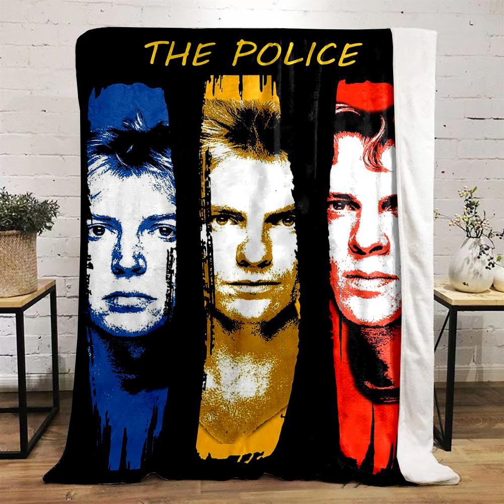 The Police Band Colorful Portrait Design Flannel blanket for bedroom, living room, sofa, and nap