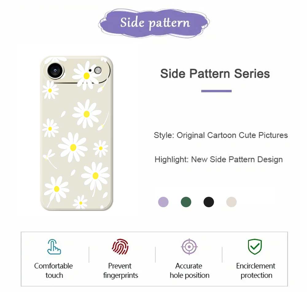 For iPhone 17 Air Case White Daisy Pattern Printing Straight Edge TPU Phone Back Cover