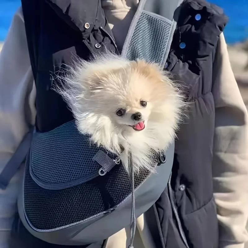 MeshVentilated Pet Carrier Backpack - Lightweight & Ergonomic Design for Cats & Dogs - Portable Crossbody Travel Bag