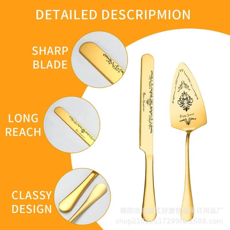 2 ks Nerezový nůž na chleba Vzor Lopatka na dort Banketová párty Narozeniny Svatba Stolní nádobí Oblek