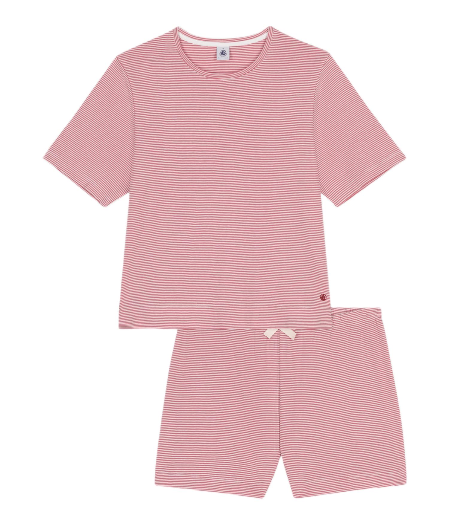 

Petit Bateau Short Sleeve Pajamas A0EEZ M Pink/Off-White