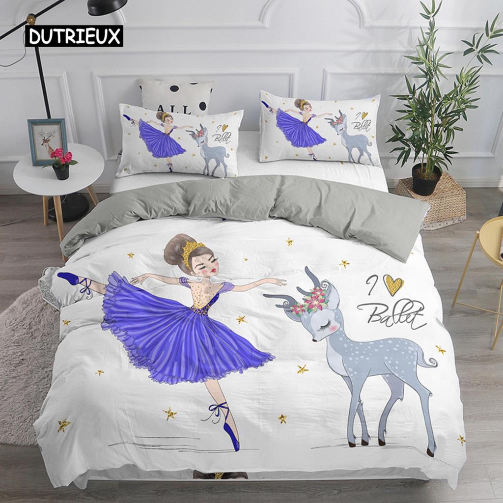 Set de lenjerie de pat pentru fete, balet, dans, fete, husă de pilotă, minunate balerine, 135, roz, husă de pilotă, pat de prințesă, single, HomeTextiles